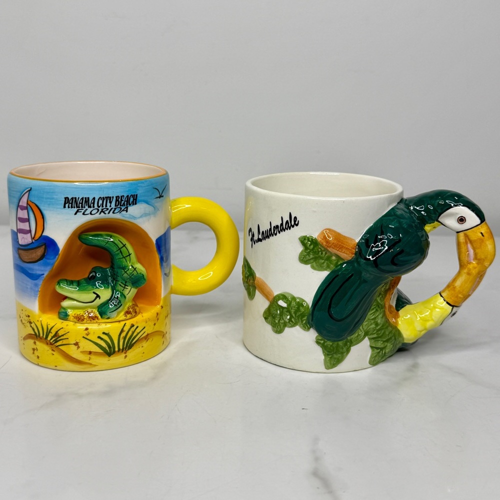 3D Alligator & Toucan Mugs (2)